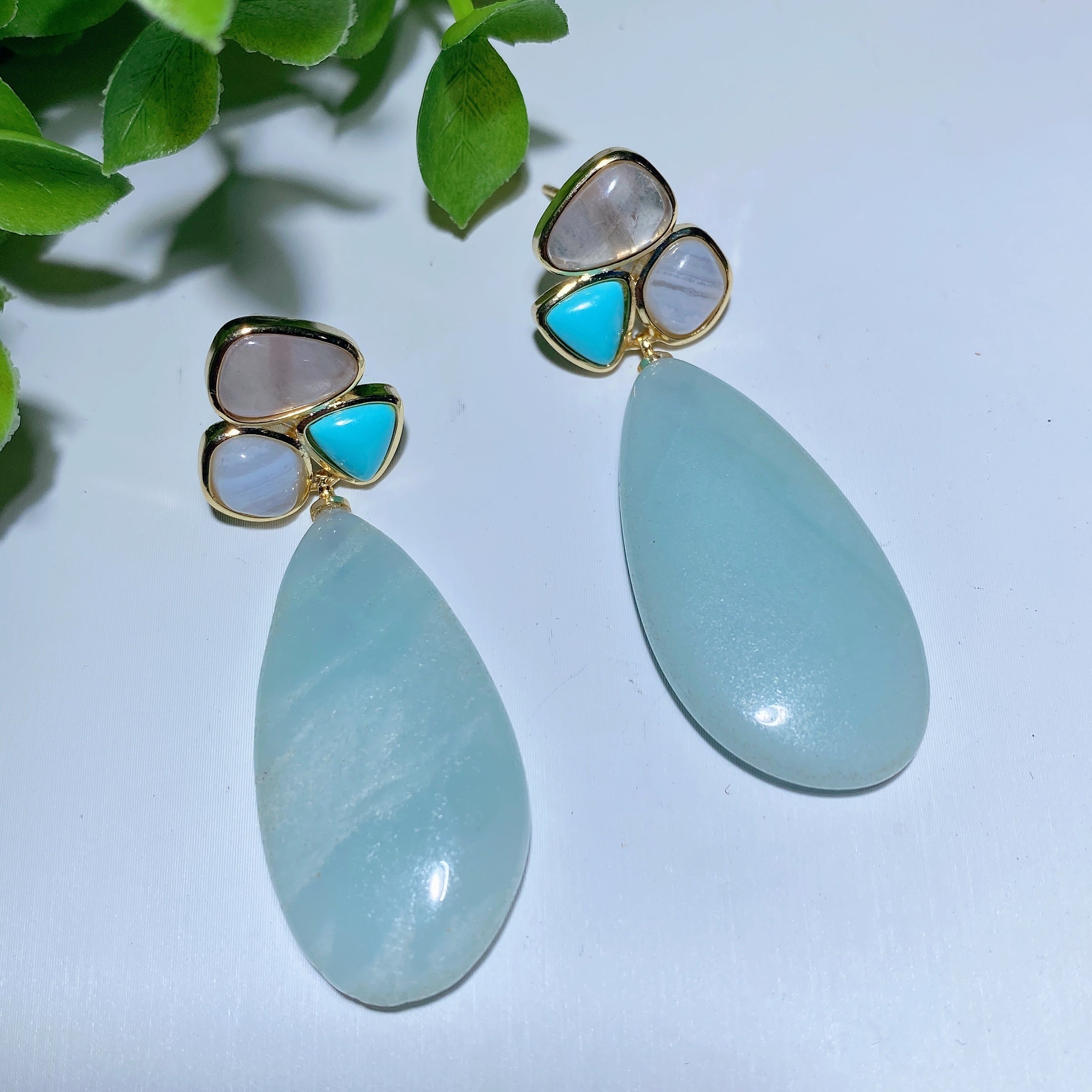 Mixed Crystal Healing Earrings 2 Inch Spiritual Drops