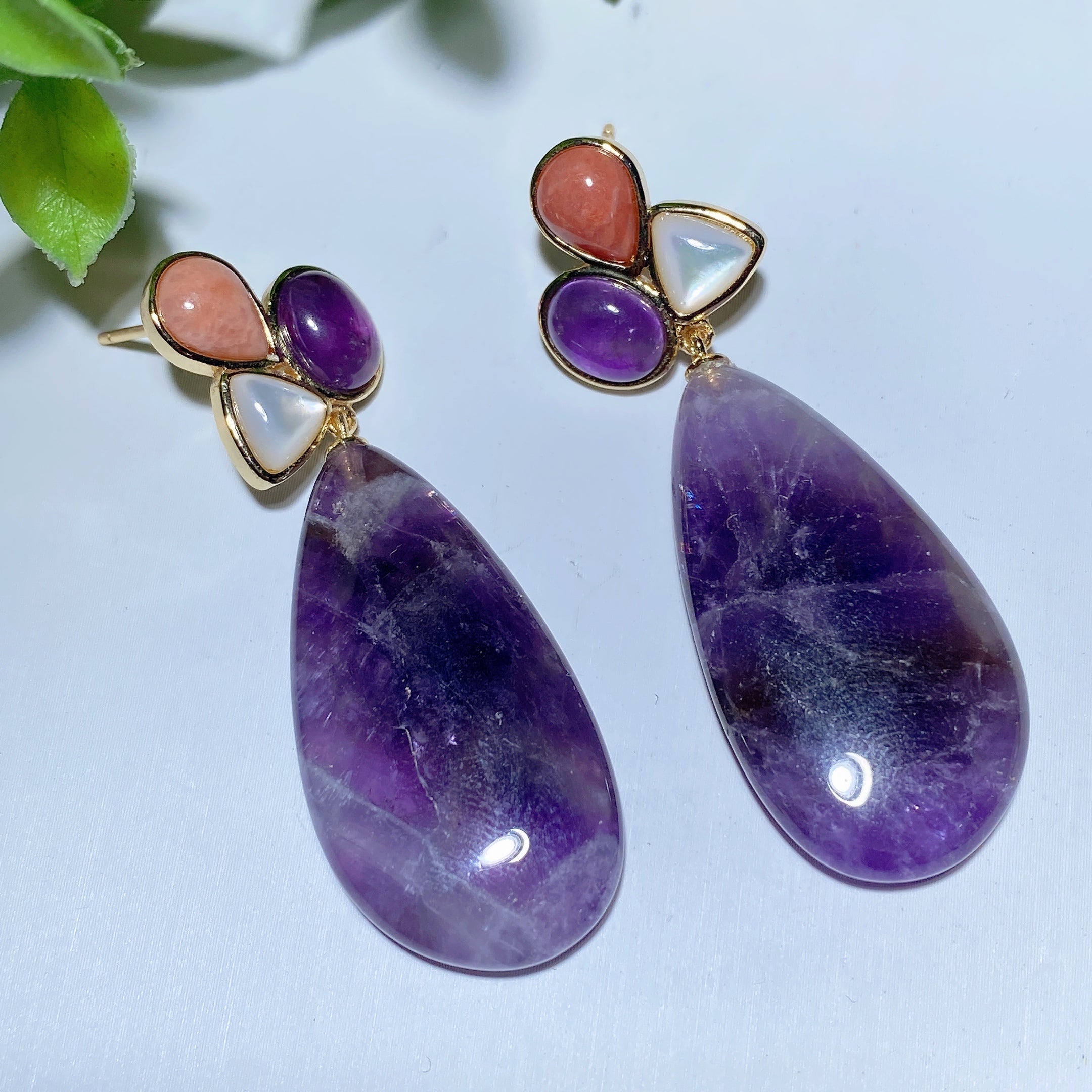 Mixed Crystal Healing Earrings 2 Inch Spiritual Drops