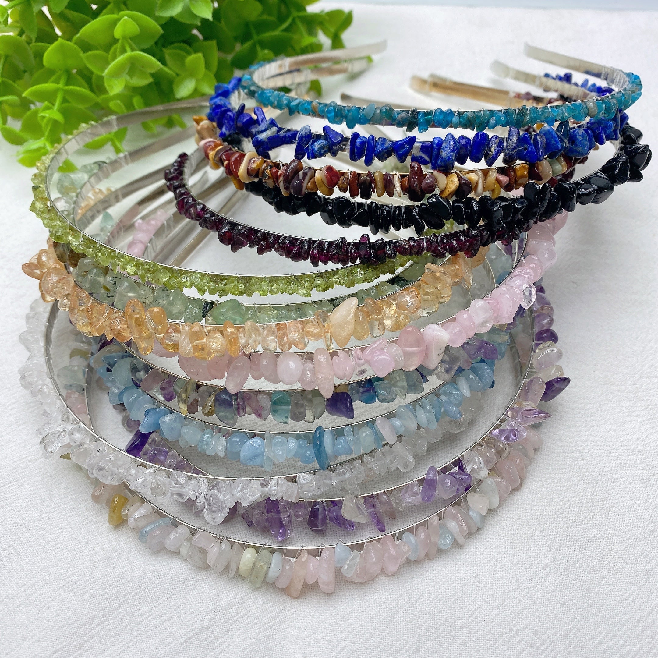 Mixed Crystal Healing Hair Band with Natural Stones