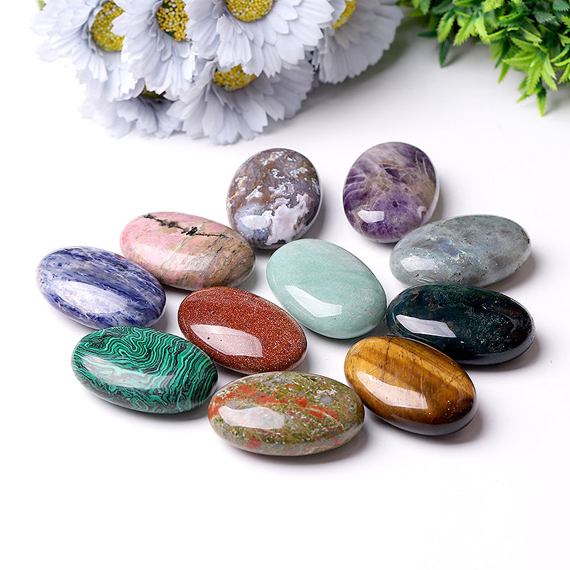 Mixed Crystal Healing Palm Stone 1.5-Inch Energy Tool