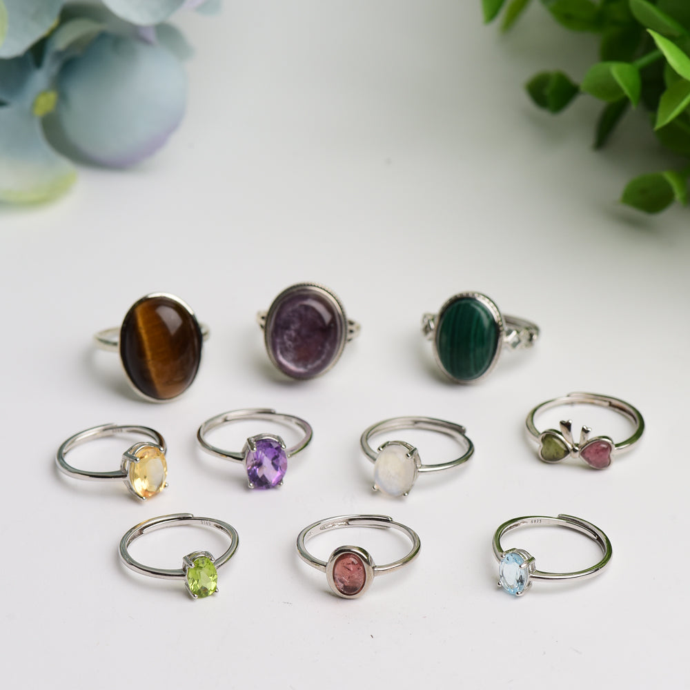 Mixed Crystal Healing Rings for Spiritual Protection