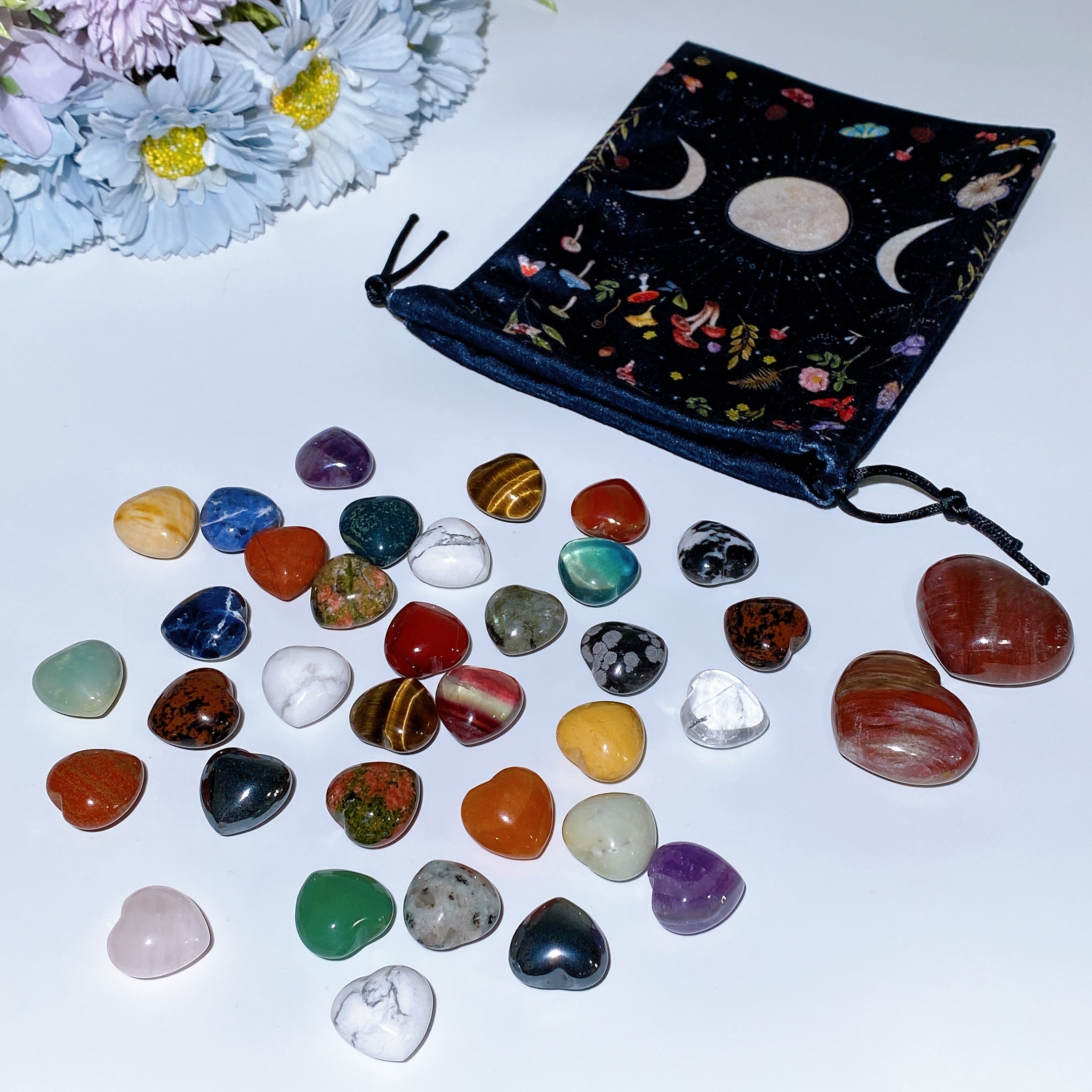 Mixed Crystal Heart Scoop 2cm with Bonus Large Hearts