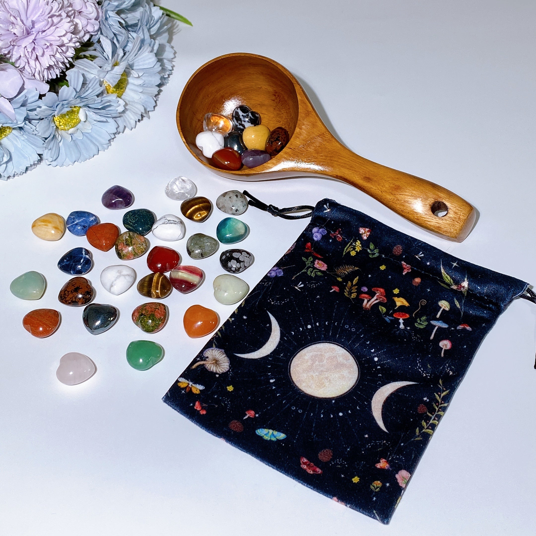 Mixed Crystal Heart Scoop 2cm with Bonus Large Hearts