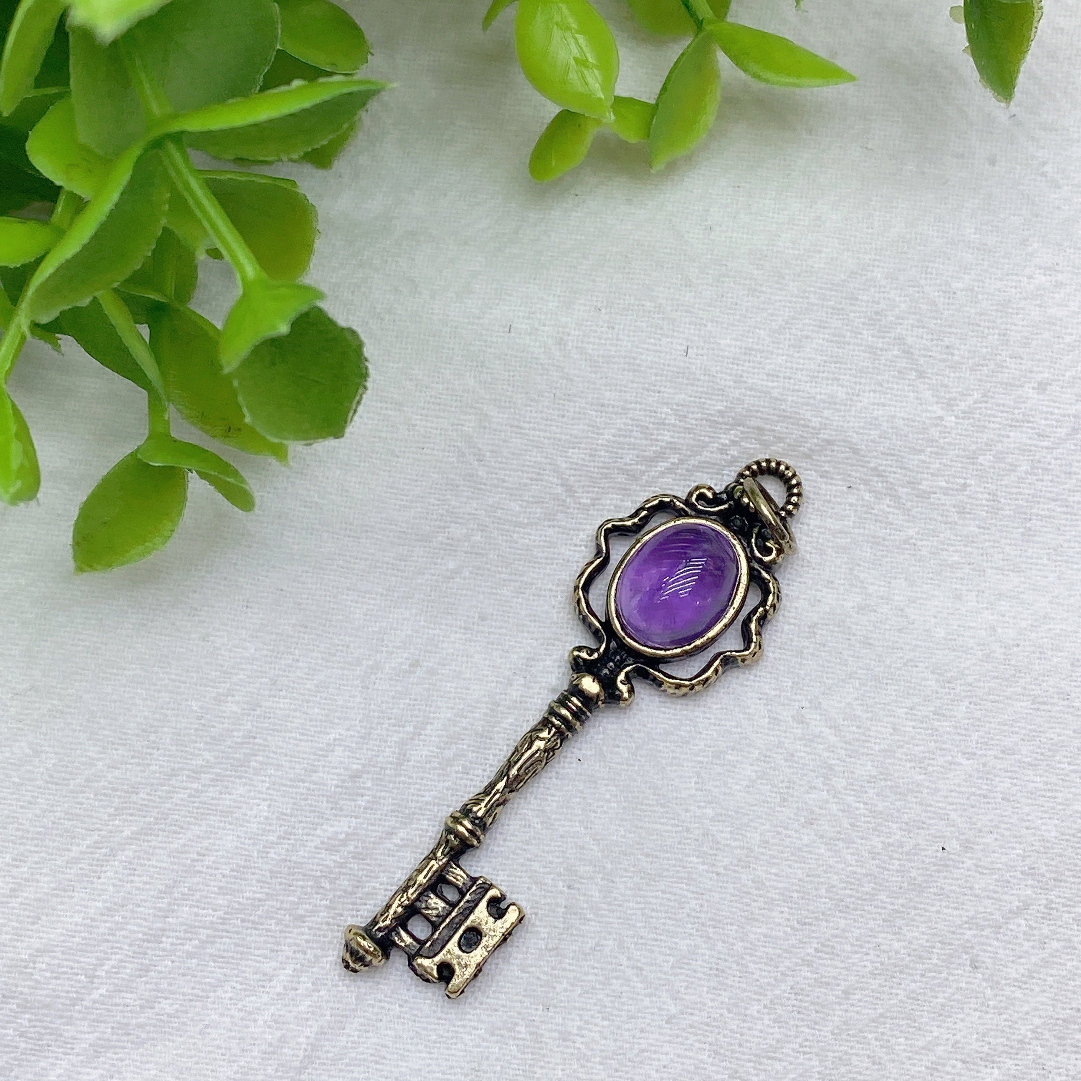 Mixed Crystal Key Pendant Spiritual Necklace 1.6in Healing