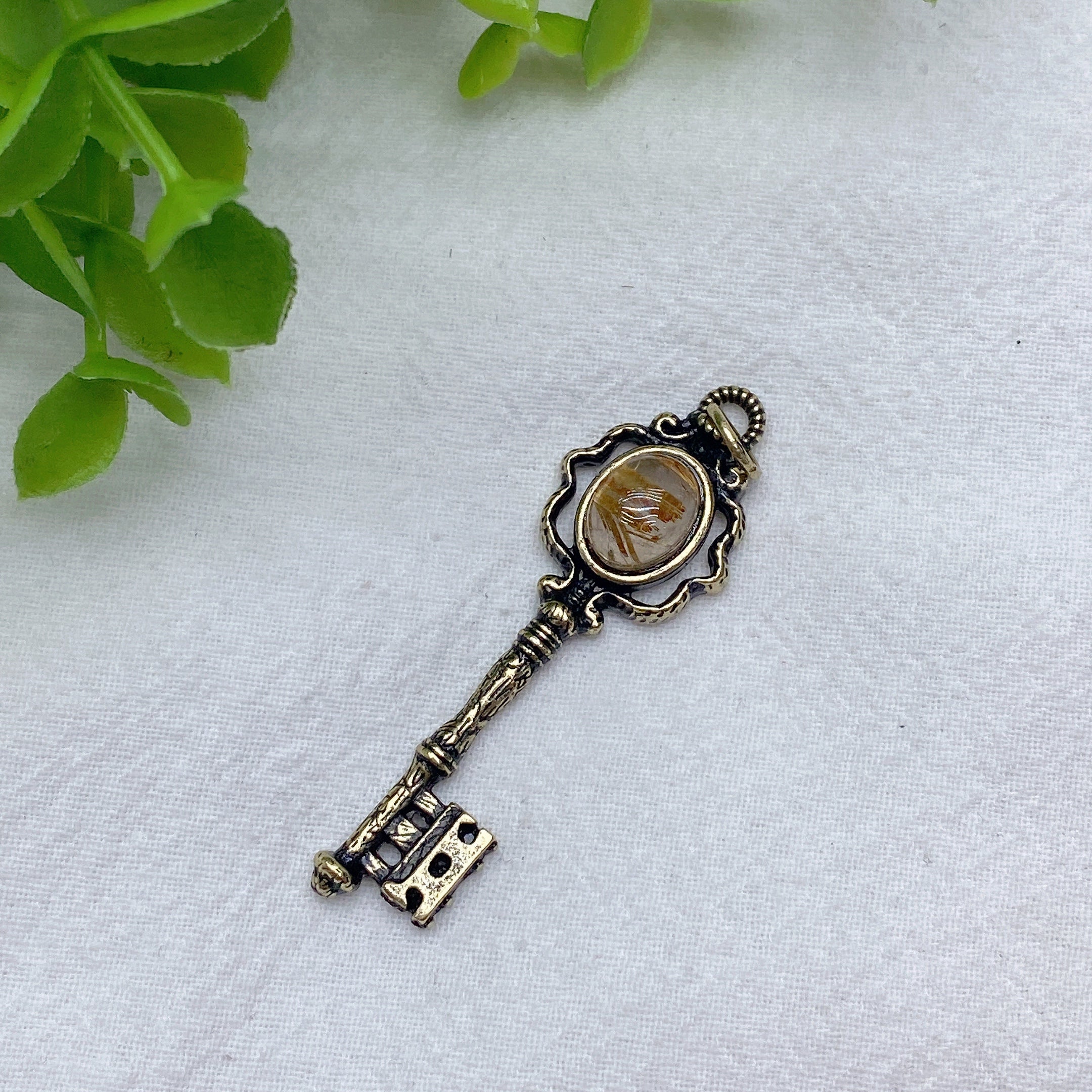 Mixed Crystal Key Pendant Spiritual Necklace 1.6in Healing