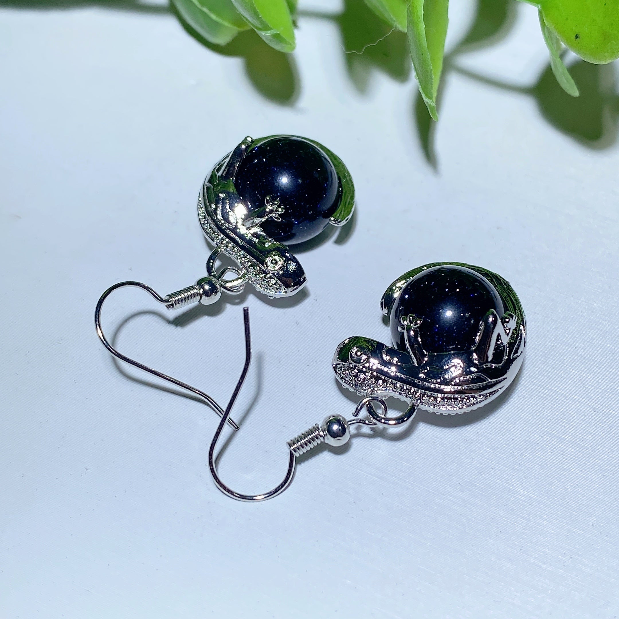 Mixed Crystal Lizard Earrings with Healing Stones 1.5 Inch