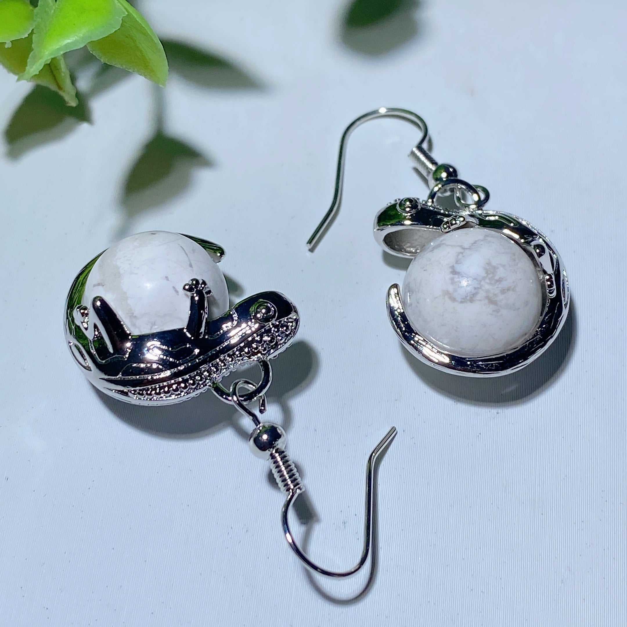 Mixed Crystal Lizard Earrings with Healing Stones 1.5 Inch