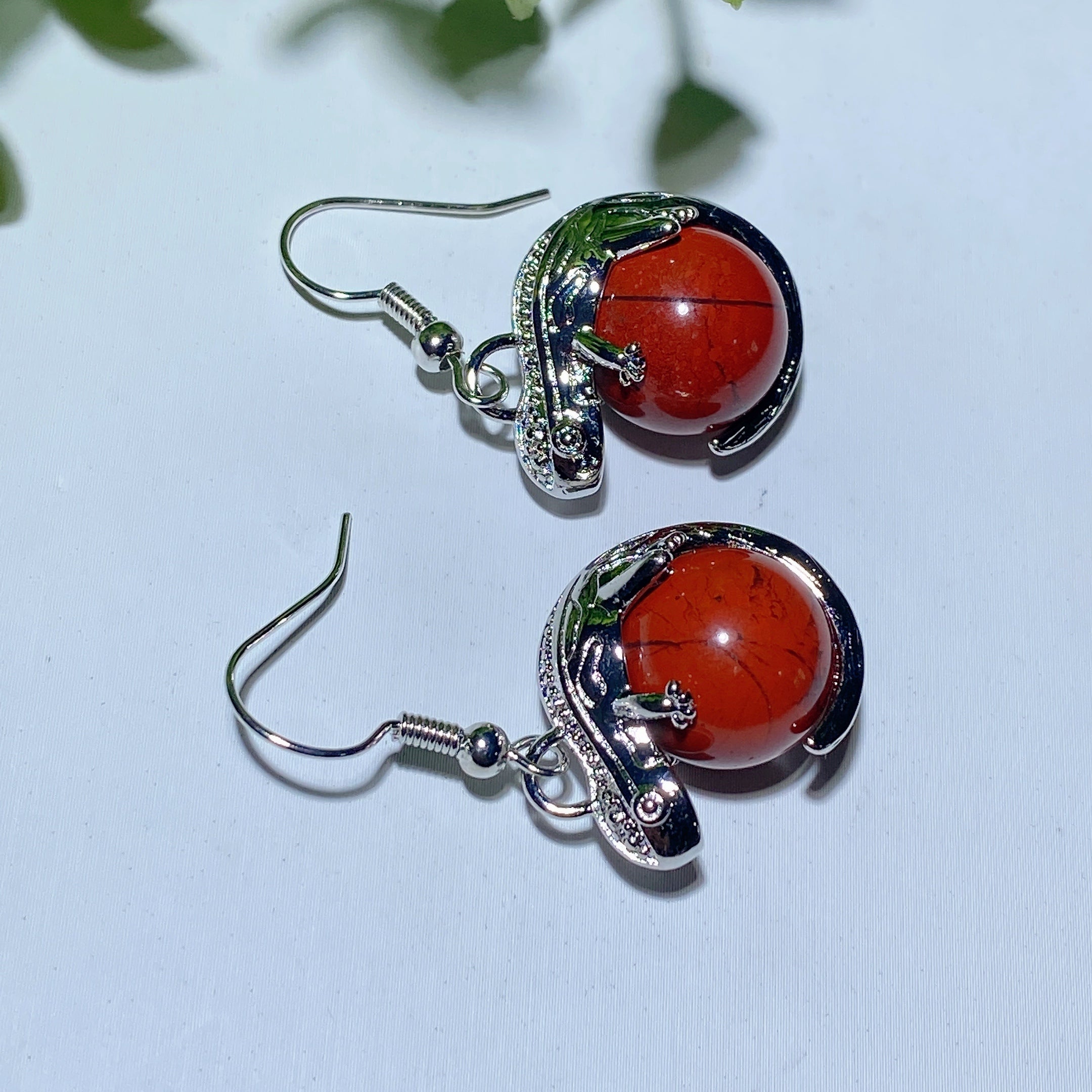 Mixed Crystal Lizard Earrings with Healing Stones 1.5 Inch
