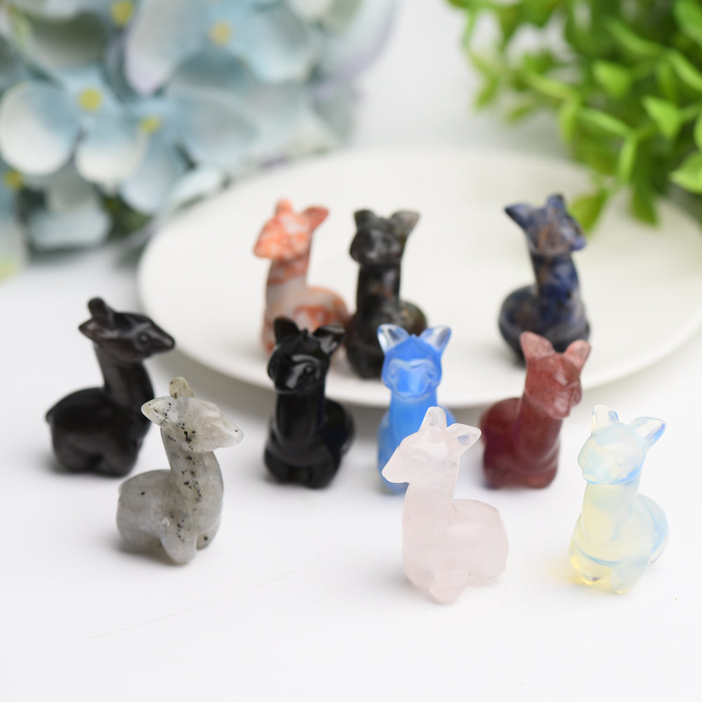 Mixed Crystal Mini Alpaca Carving 1.3in Healing Figurine