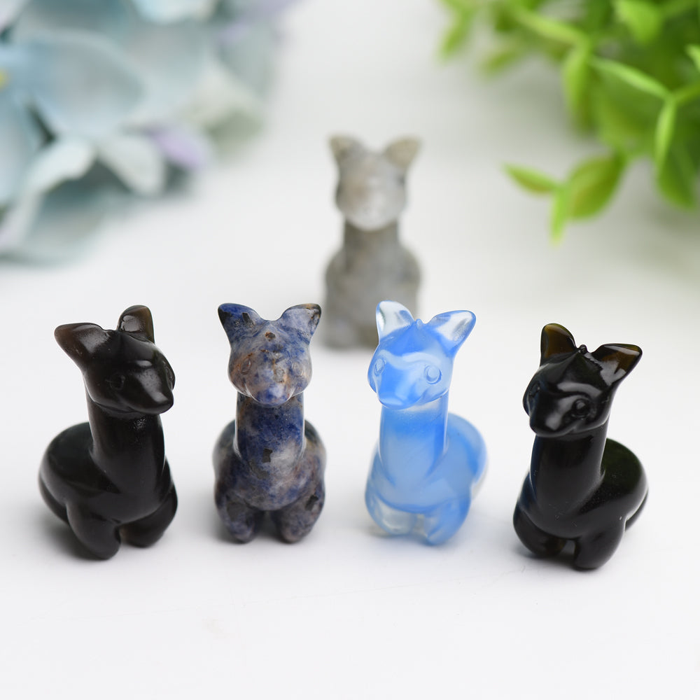 Mixed Crystal Mini Alpaca Carving 1.3in Healing Figurine