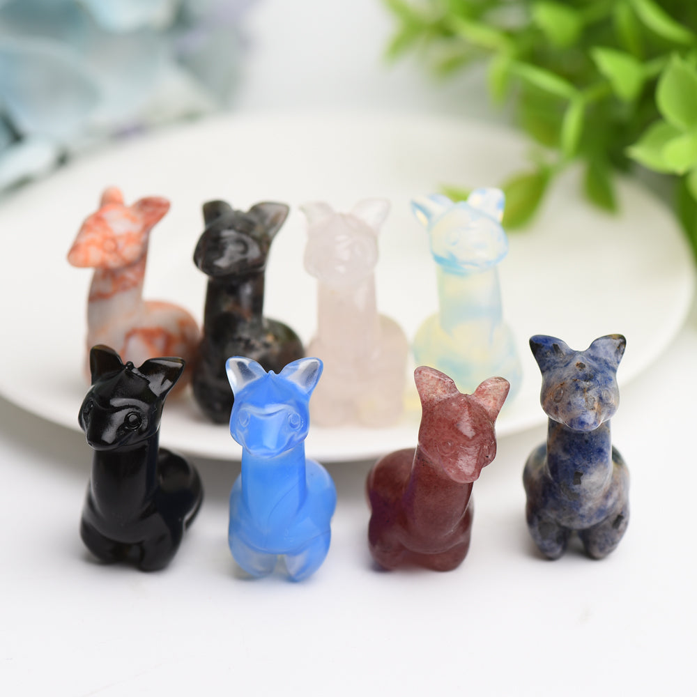 Mixed Crystal Mini Alpaca Carving 1.3in Healing Figurine