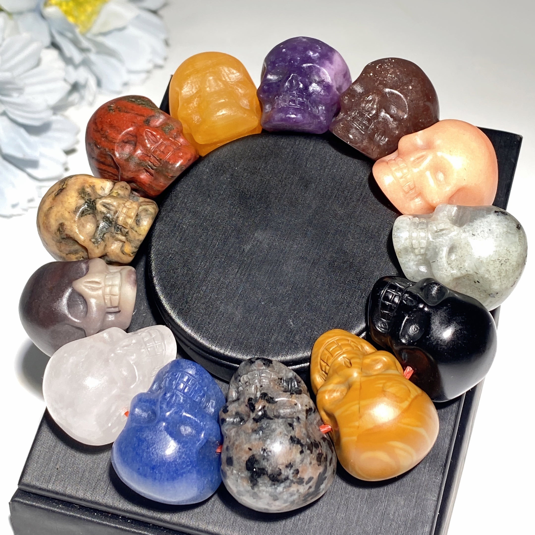 Mixed Crystal Mini Skulls Bracelet 1 inch Healing