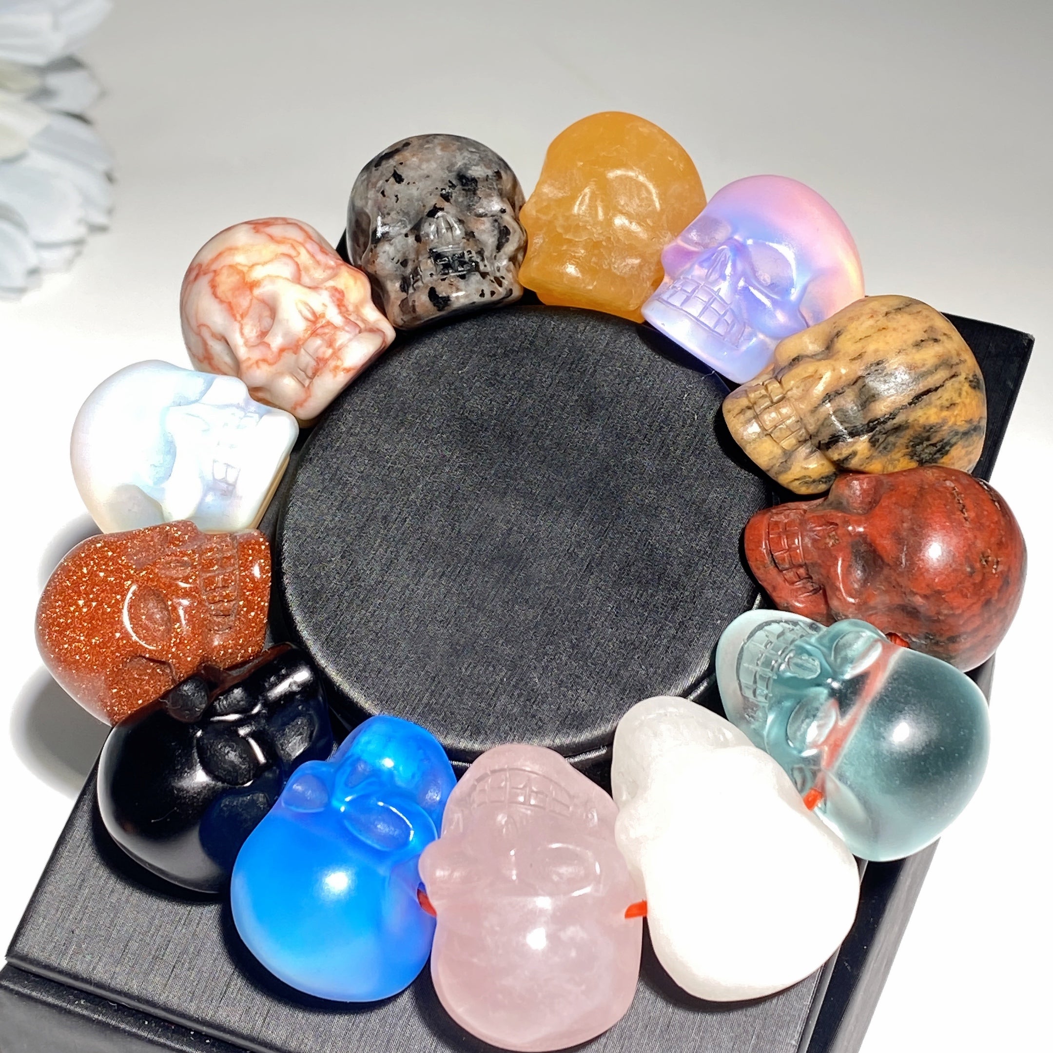 Mixed Crystal Mini Skulls Bracelet 1 inch Healing