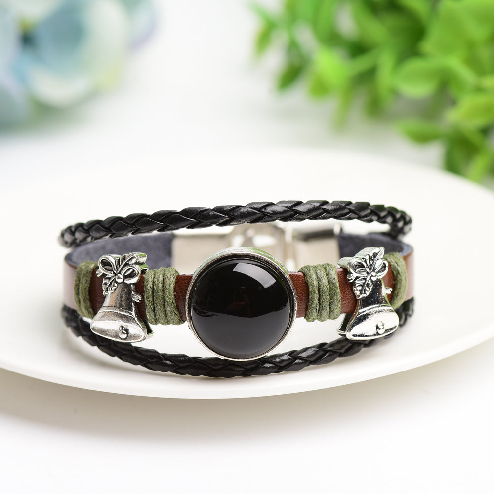 Mixed Crystal Spiritual Bracelet with Metal Snap Closure