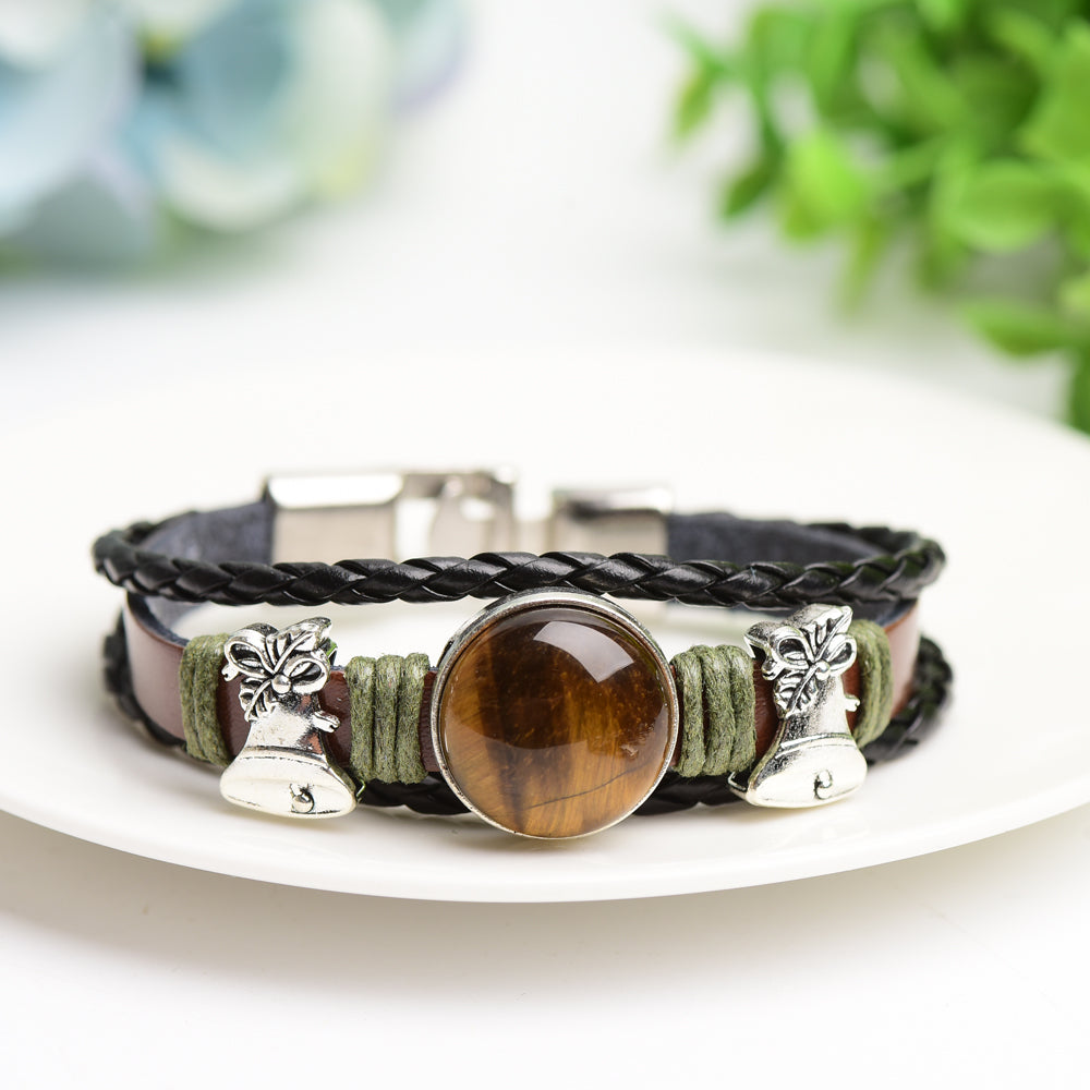 Mixed Crystal Spiritual Bracelet with Metal Snap Closure