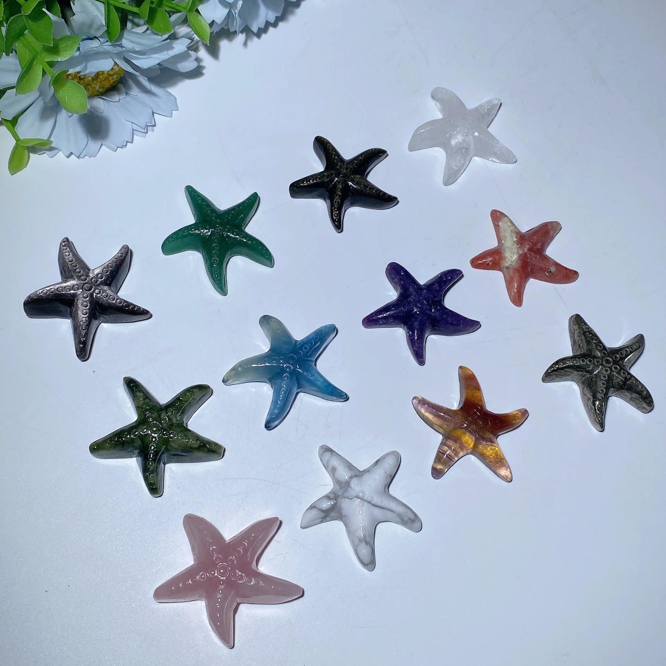 Mixed Crystal Starfish Carvings 1.4-1.7 inch Healing Crystal Animals