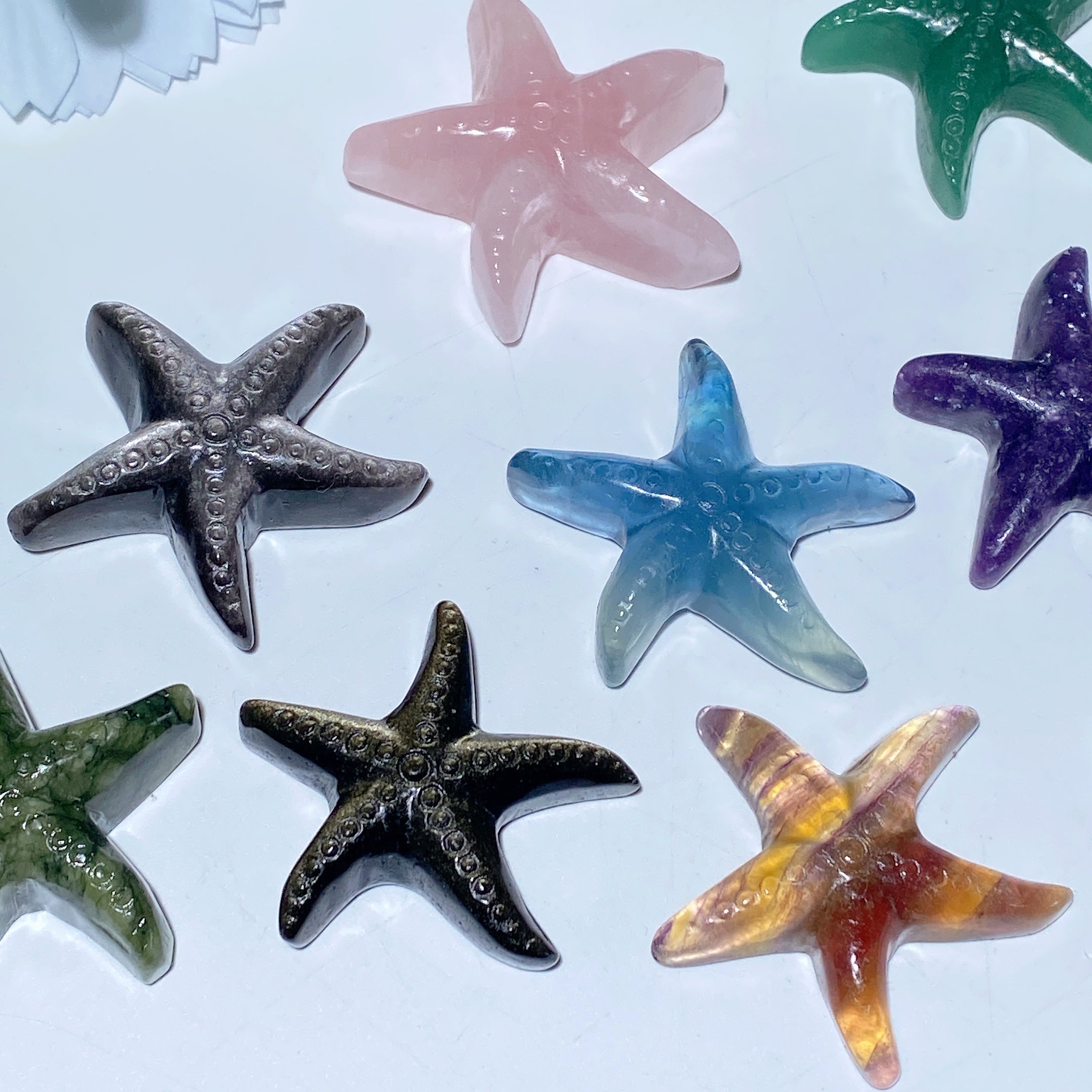 Mixed Crystal Starfish Carvings 1.4-1.7 inch Healing Crystal Animals