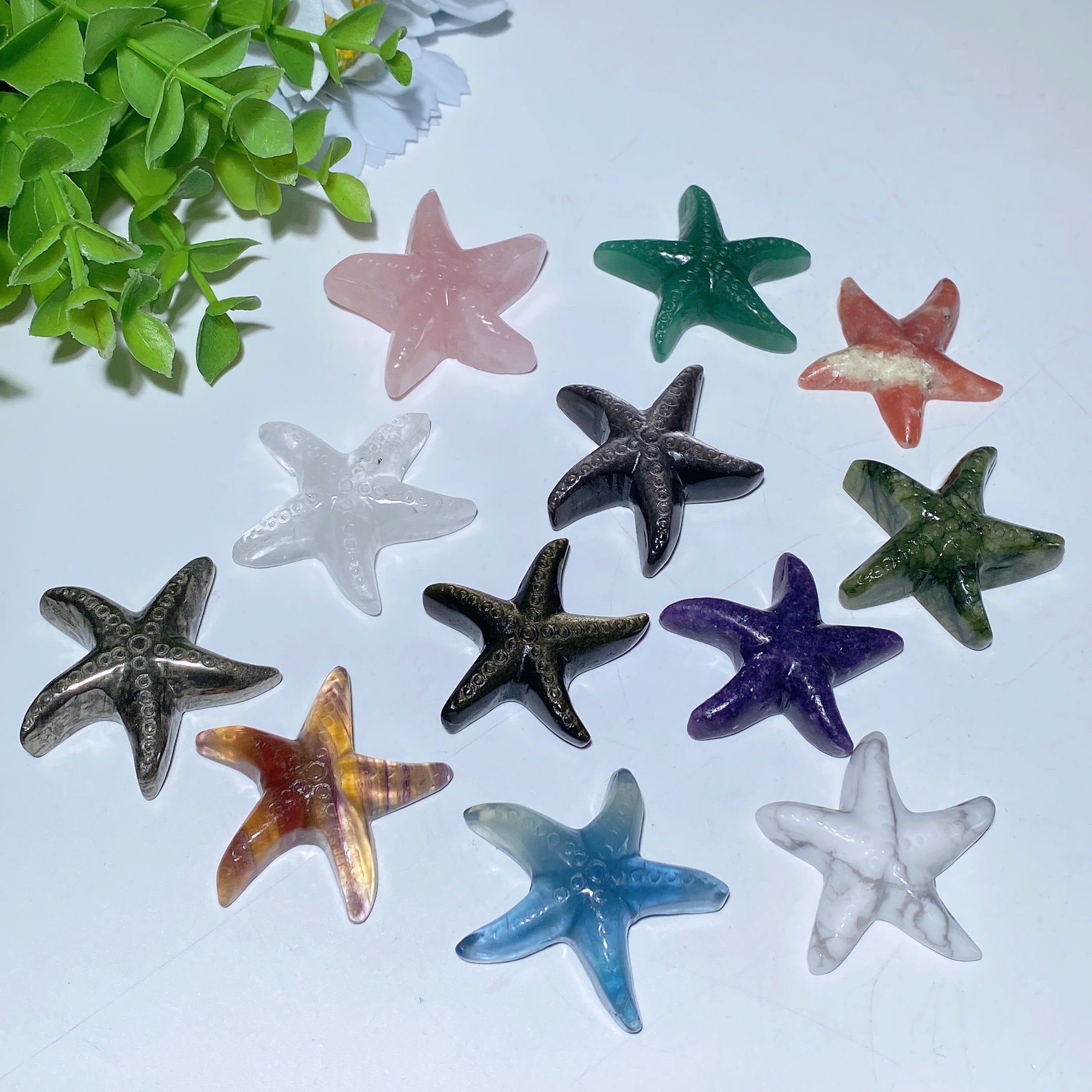 Mixed Crystal Starfish Carvings 1.4-1.7 inch Healing Crystal Animals