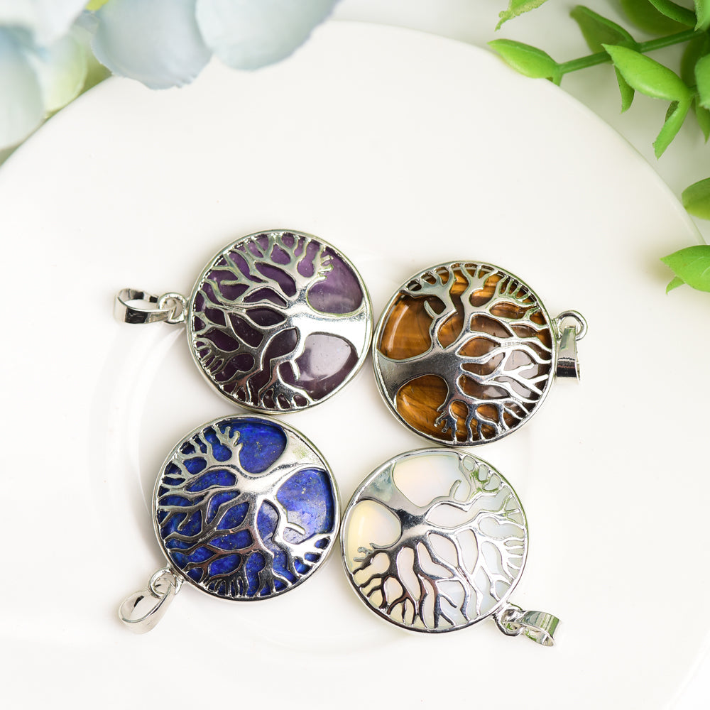 Mixed Crystal Tree of Life Pendant 1.2 inch Healing Jewelry