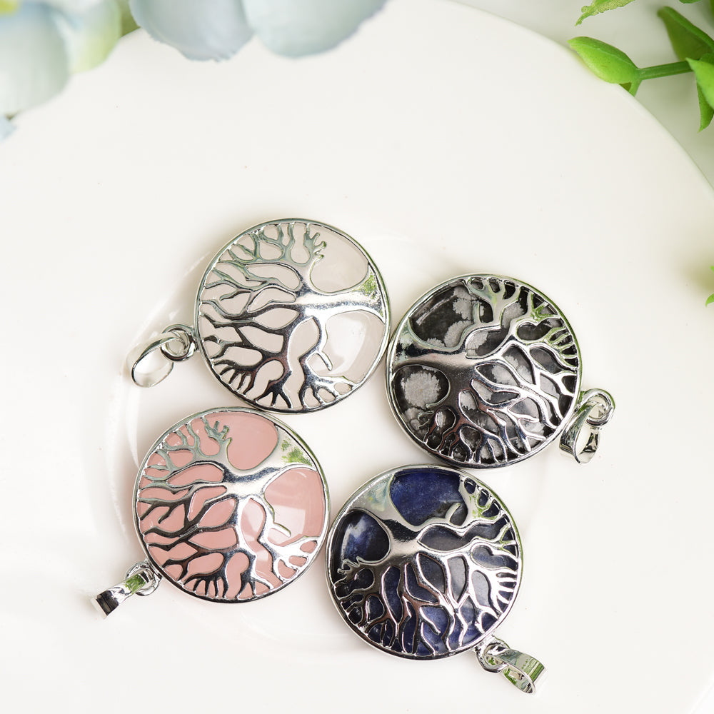 Mixed Crystal Tree of Life Pendant 1.2 inch Healing Jewelry