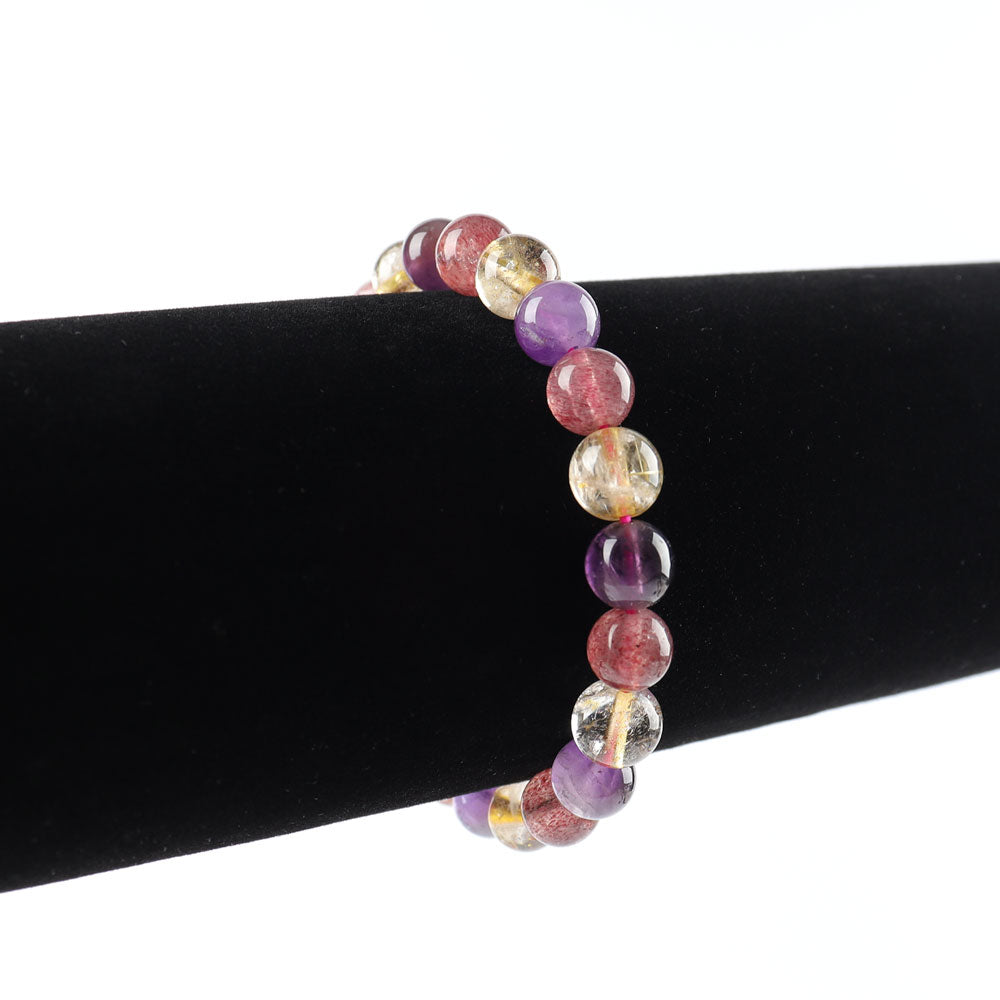 Mixed Quartz Crystal Bracelet 8mm-9mm Energy Healing Jewelry
