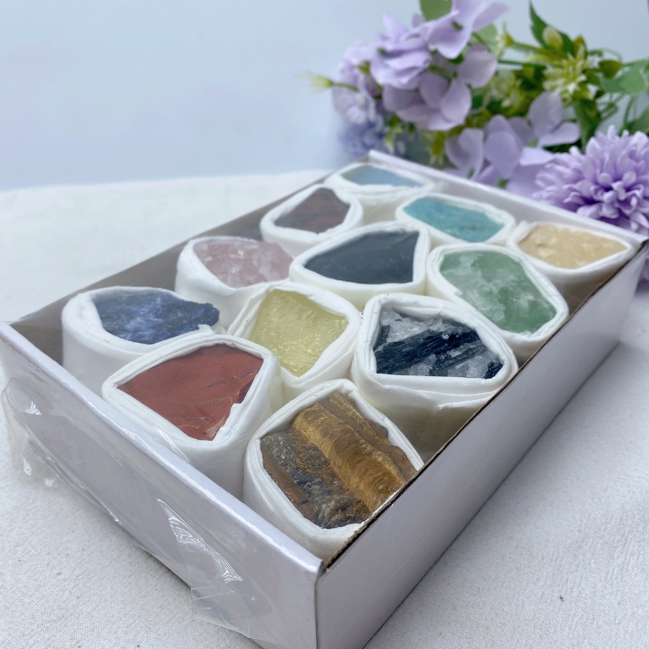 Mixed Raw Crystal Healing Stones | 6.5-inch Collection Box