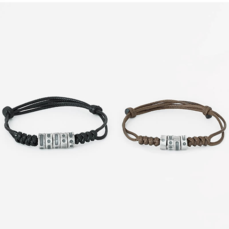 Morse Code Sterling Silver Wax Rope Bracelet