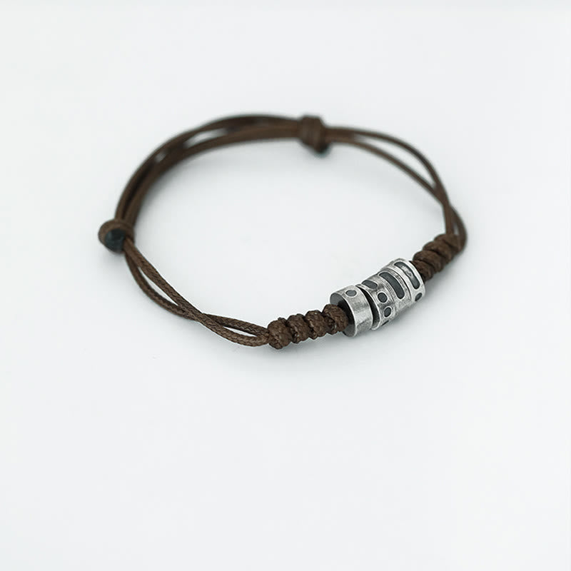 Morse Code Sterling Silver Wax Rope Bracelet
