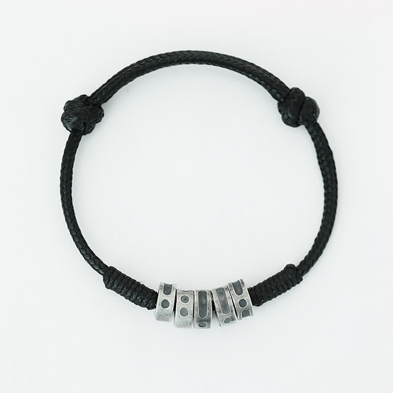 Morse Code Sterling Silver Wax Rope Bracelet