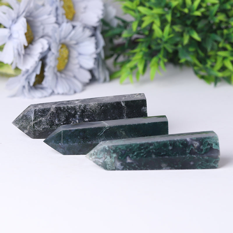 Moss Agate Crystal Tower 2.4-4.5 inch Healing Point