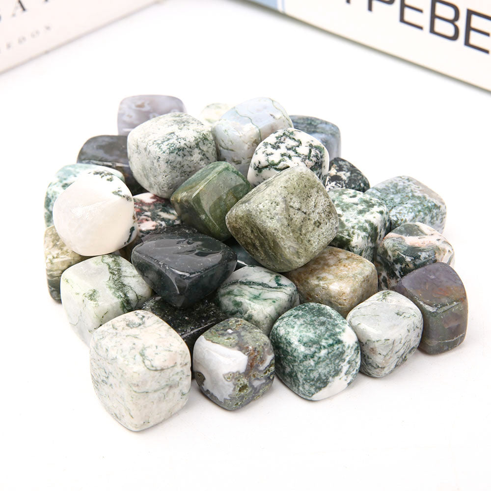 Moss Agate Cubes Bag 1.5-2cm Crystal Shapes for Healing