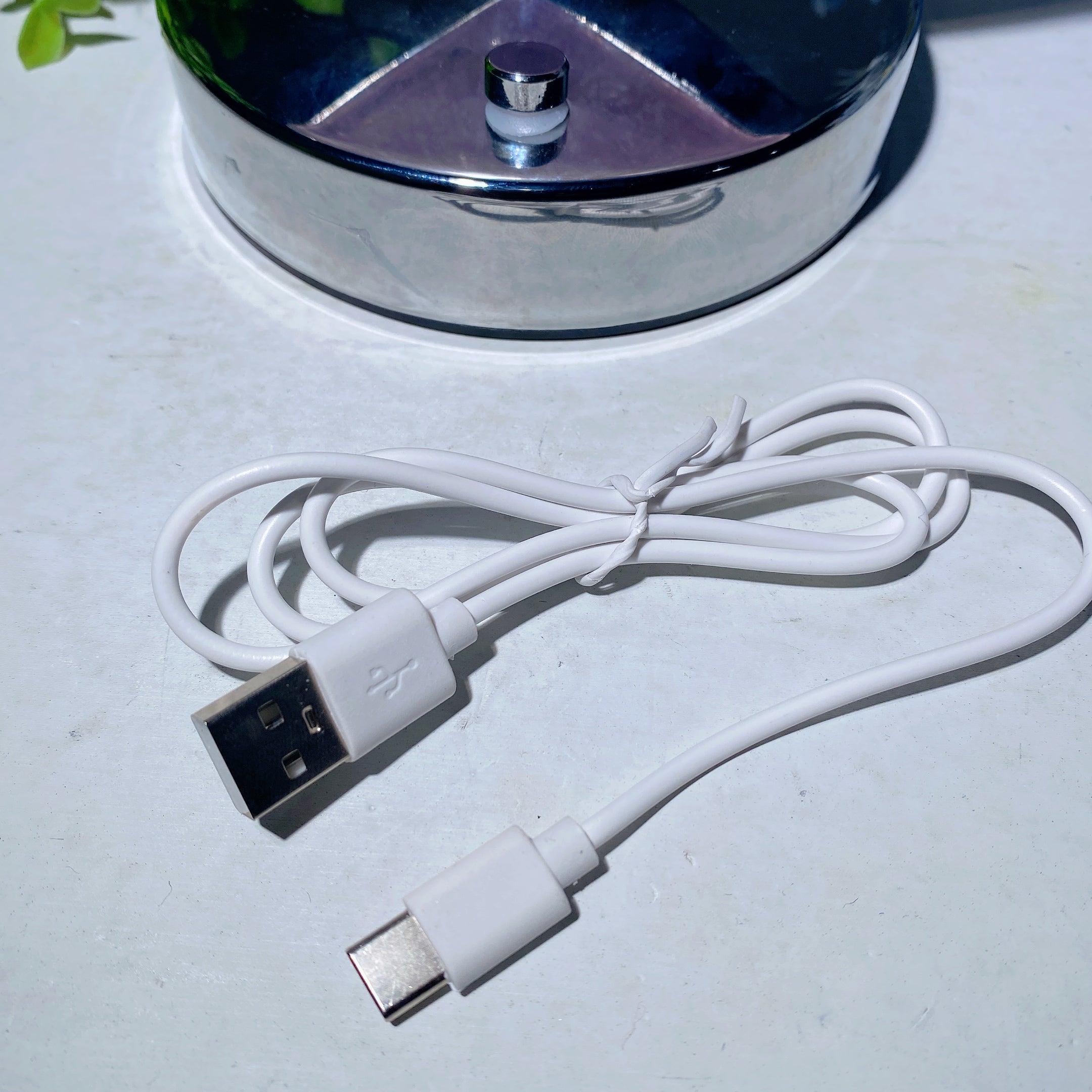 Moss Agate & Fluorite Heart Moon Crystal Lamps USB Touch Light