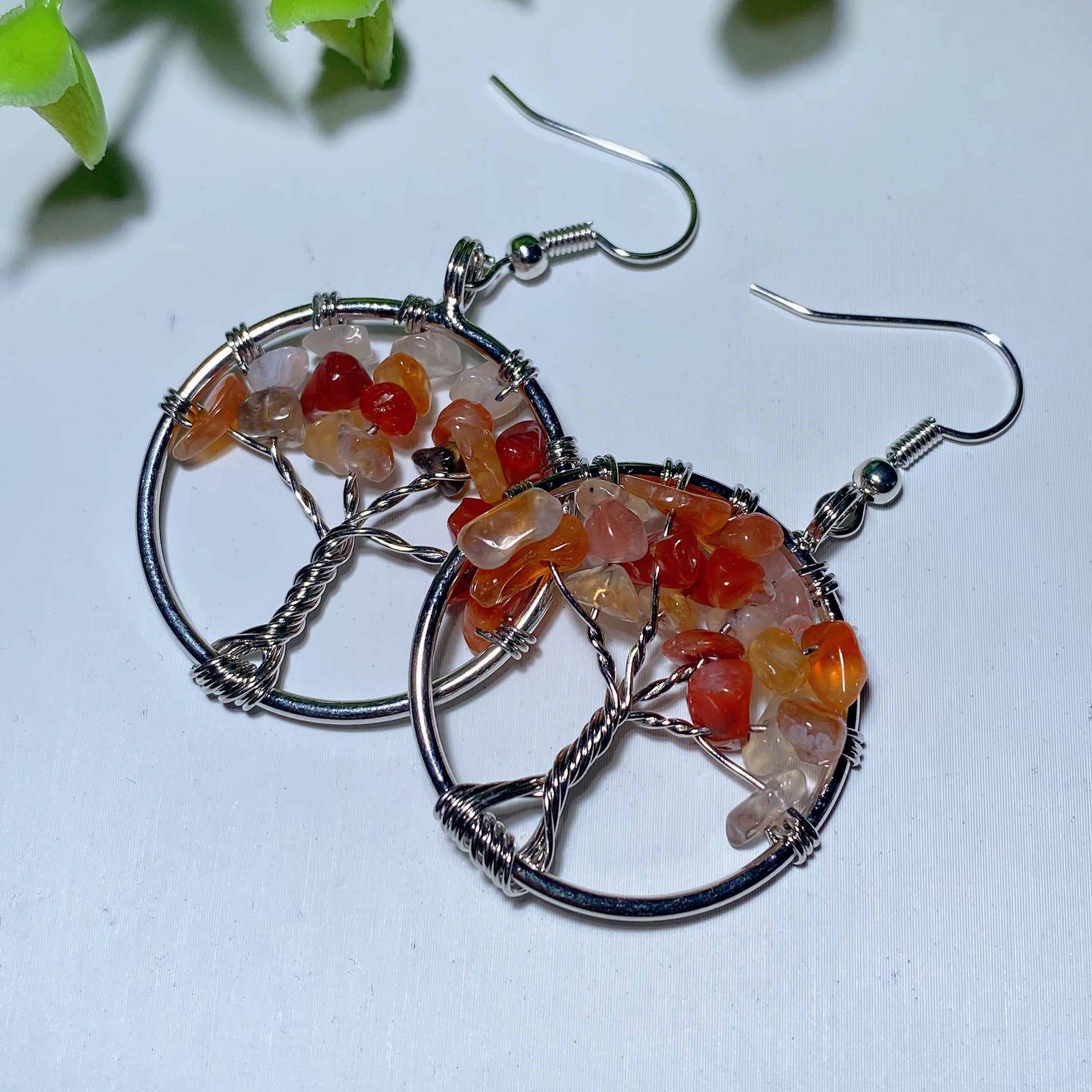 Multi-Color Mixed Crystal Tree of Life Earrings 2 Inch