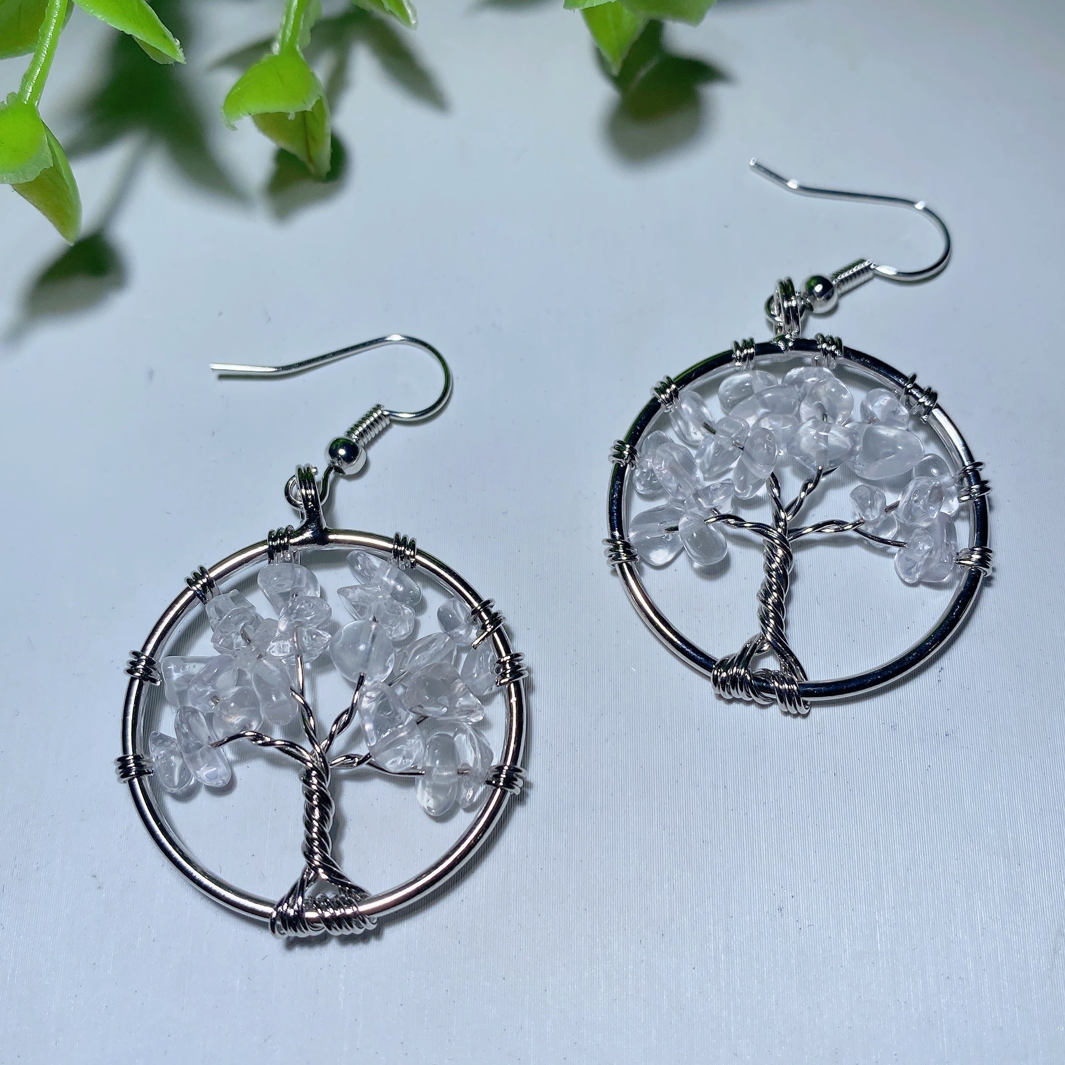 Multi-Color Mixed Crystal Tree of Life Earrings 2 Inch