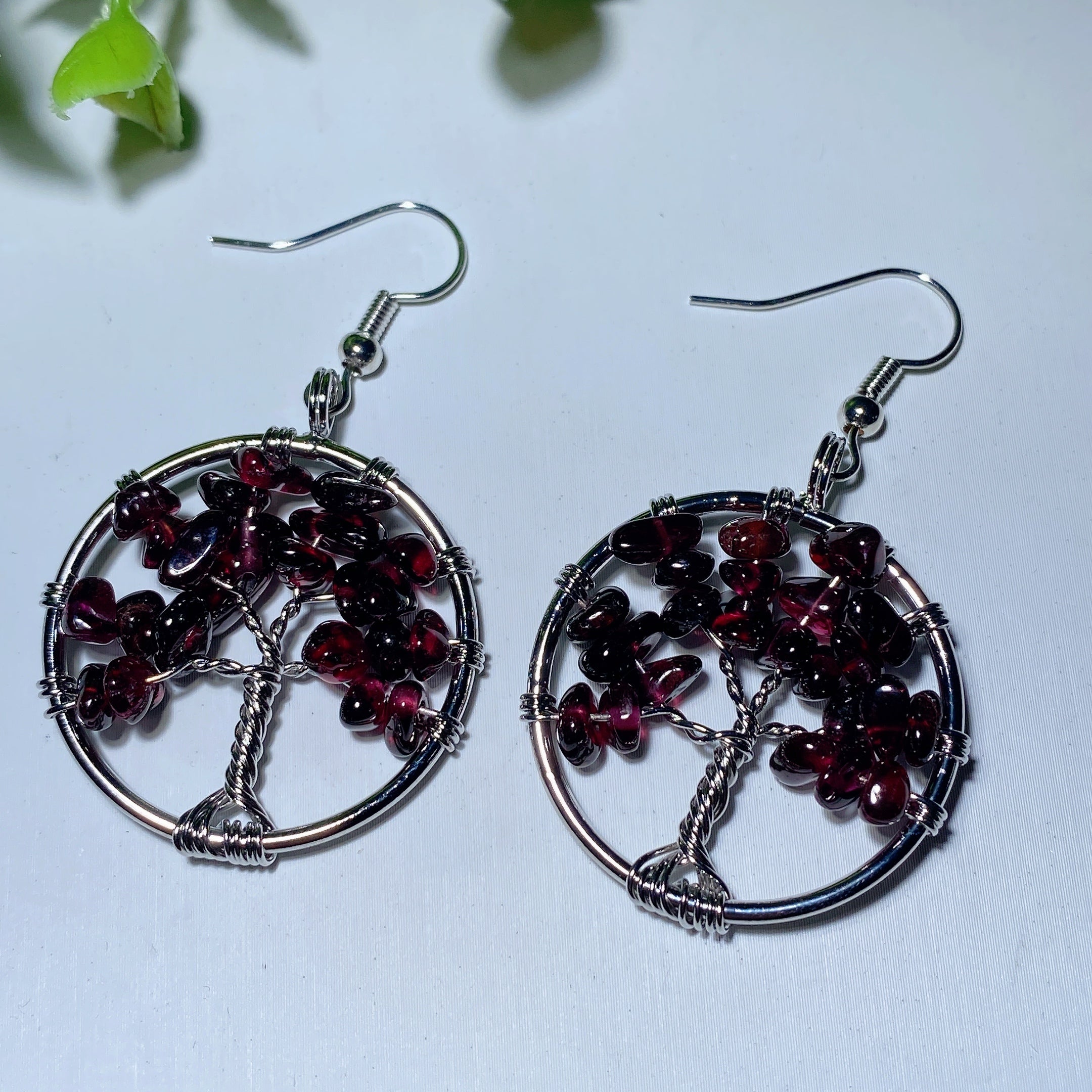 Multi-Color Mixed Crystal Tree of Life Earrings 2 Inch