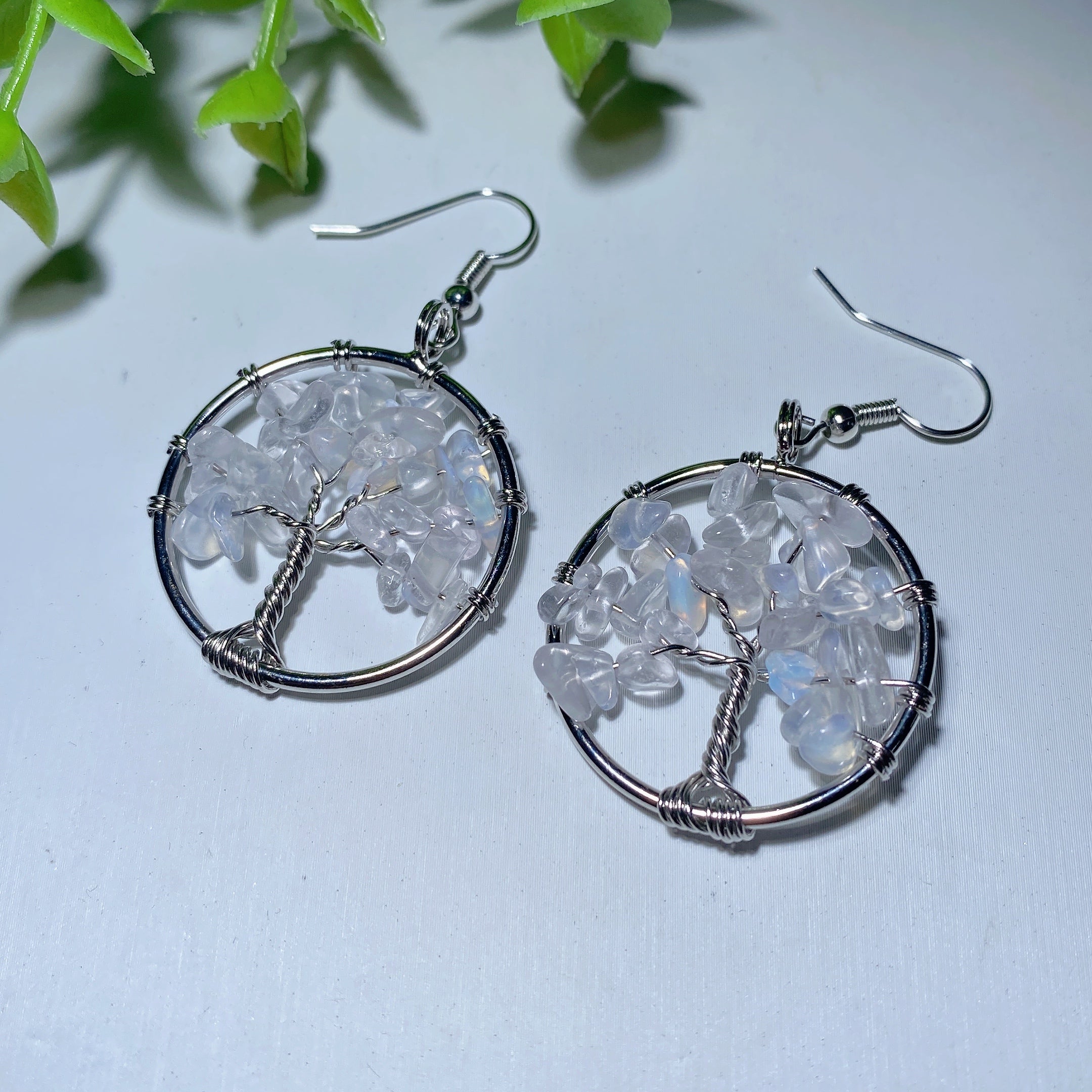 Multi-Color Mixed Crystal Tree of Life Earrings 2 Inch