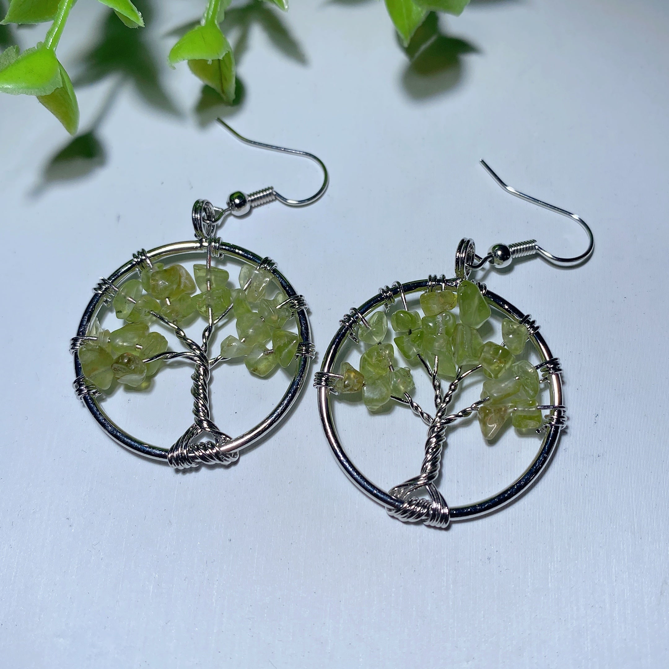 Multi-Color Mixed Crystal Tree of Life Earrings 2 Inch