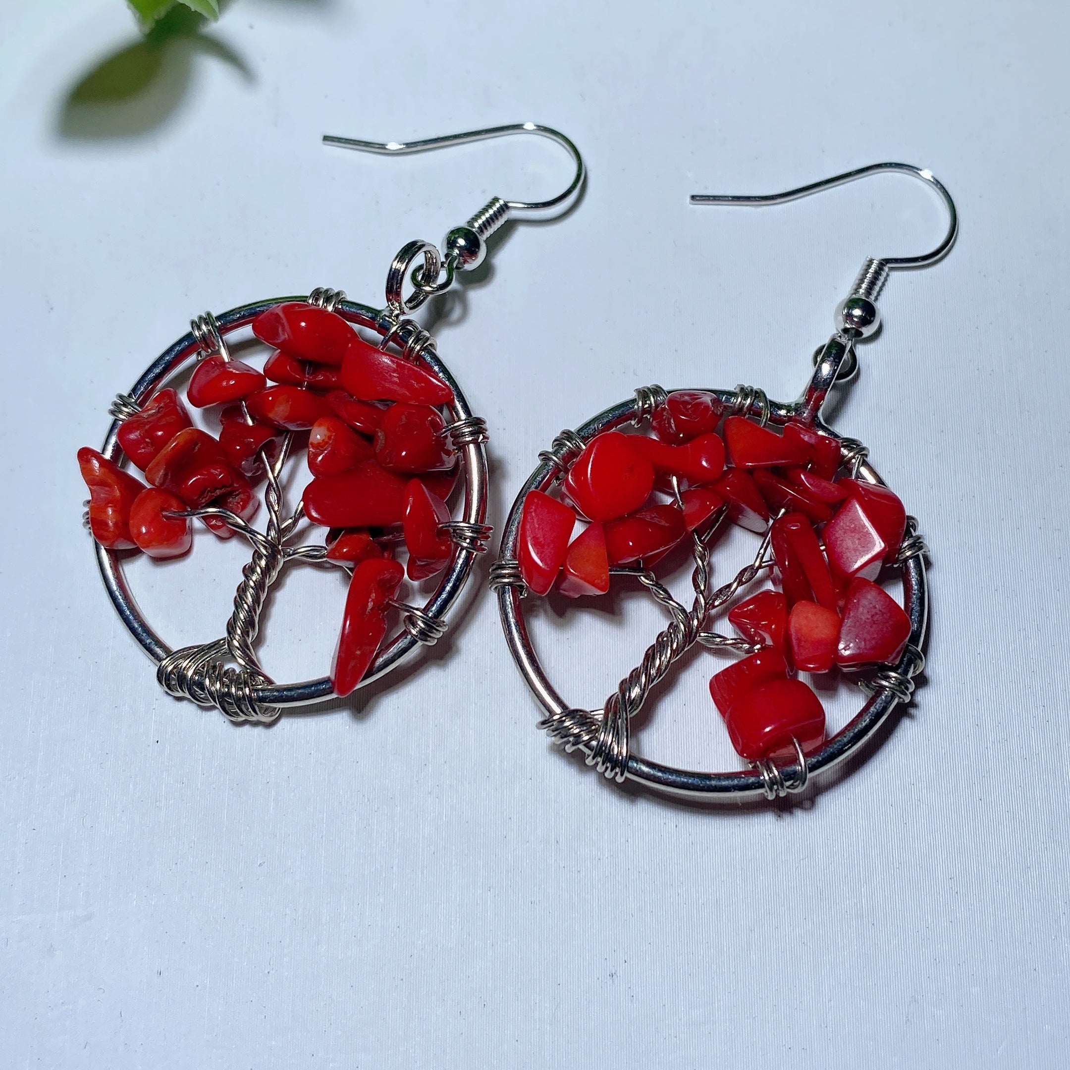 Multi-Color Mixed Crystal Tree of Life Earrings 2 Inch