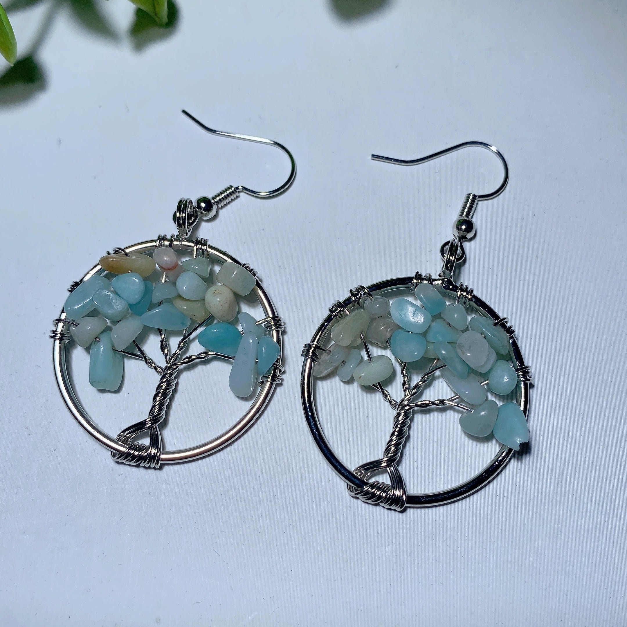 Multi-Color Mixed Crystal Tree of Life Earrings 2 Inch