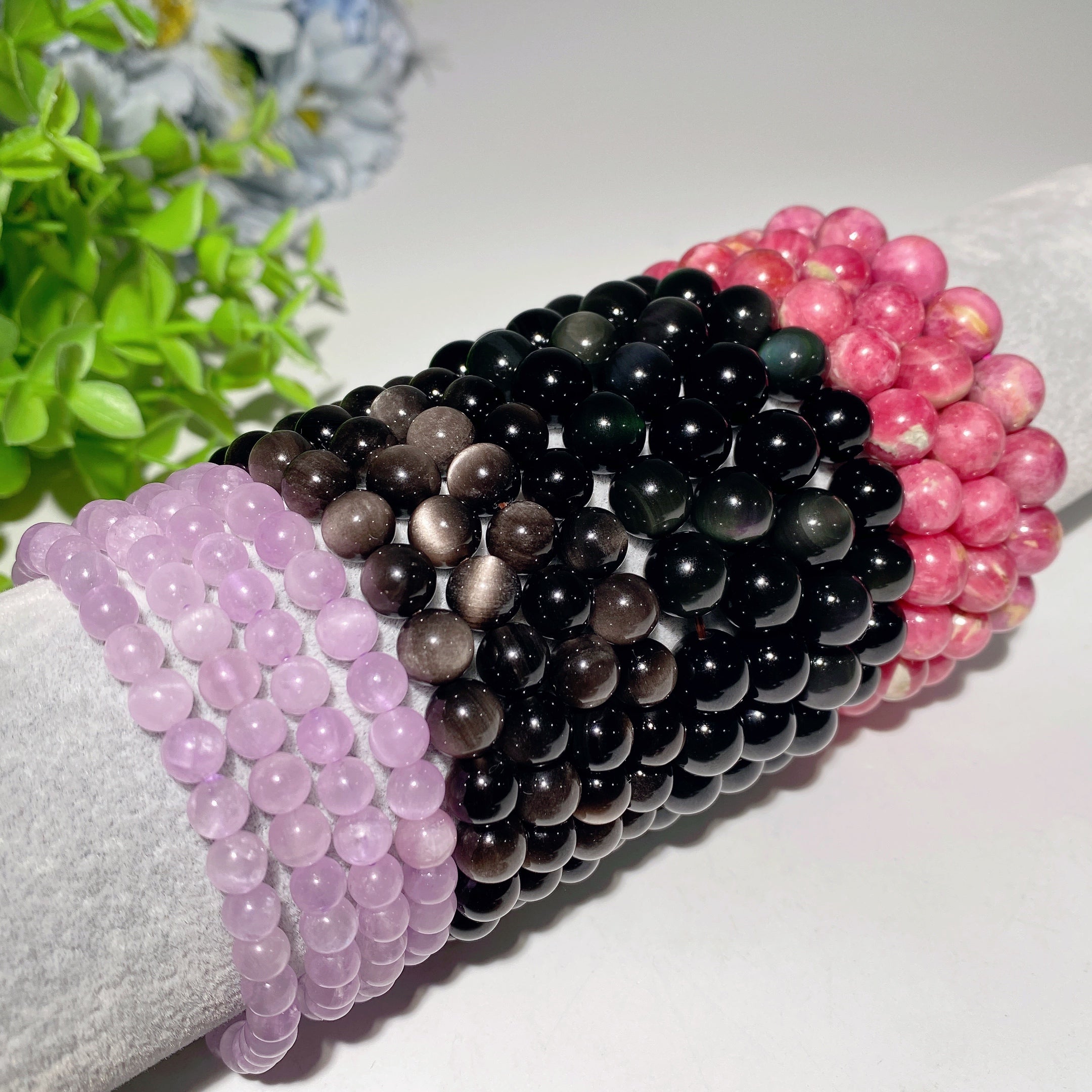 Multi-Gemstone Obsidian Bracelet 5-11mm for Healing & Protection