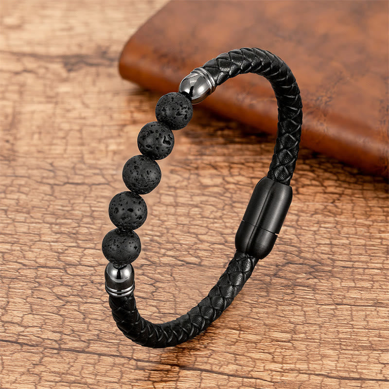 Multi-Stone Protection Leather Bracelet