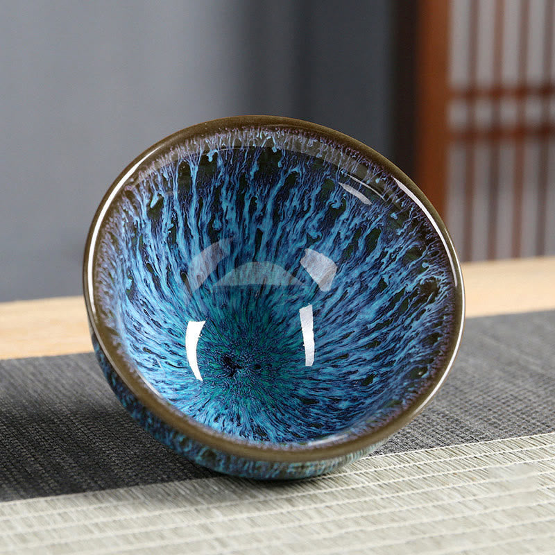 Multicolor Ceramic Tea Cup Ocean Wave | Zen Decor