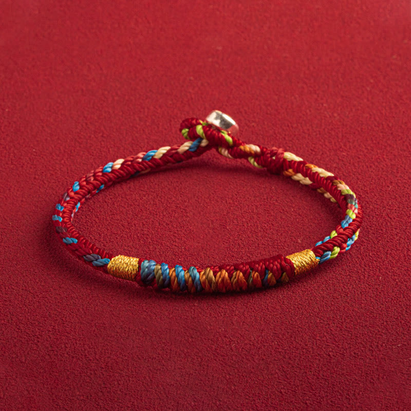 Multicolored Red String Bracelet with King Kong Knot for Protection