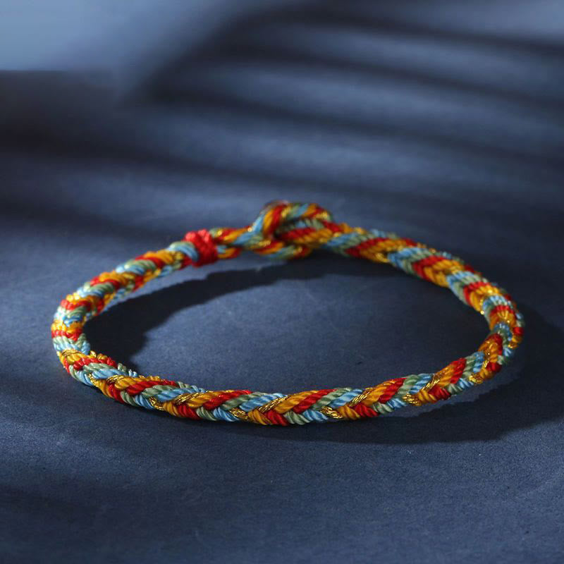 Multicolored Red String Protection Bracelet with Silver Charm