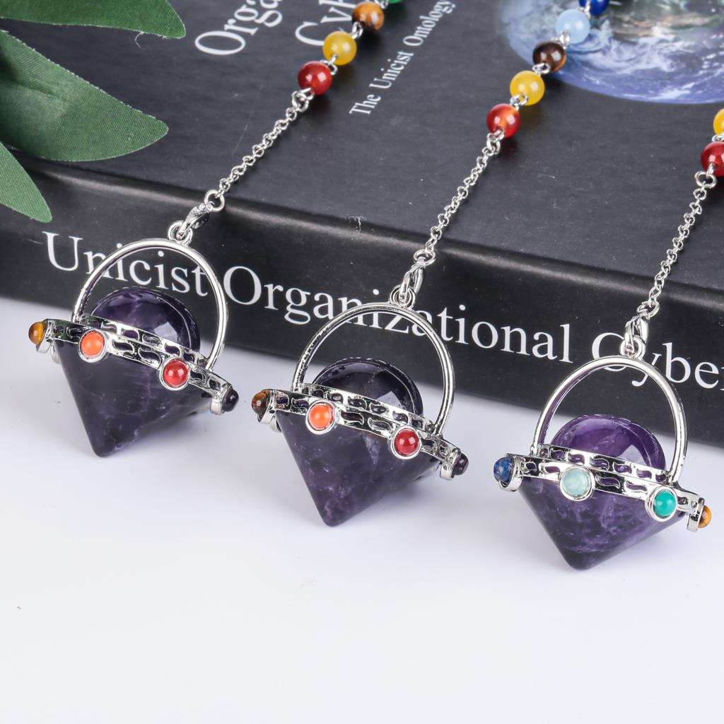 Mystical Tiger's Eye and Amethyst Crystal Pendulum