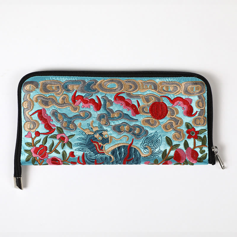 Mythical Beast Embroidered Handbag | Phoenix Dragon Qilin 23cm