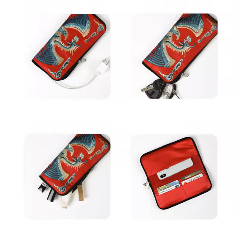 Mythical Beast Embroidered Handbag | Phoenix Dragon Qilin 23cm