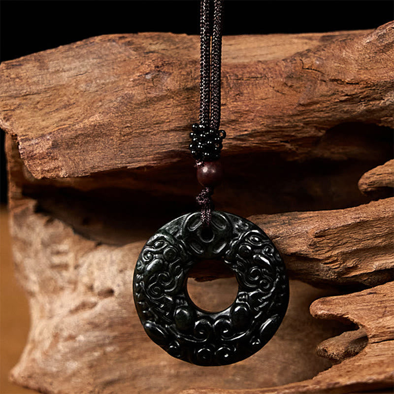 Nanyang Black-Green Jade Necklace for Protection & Calm