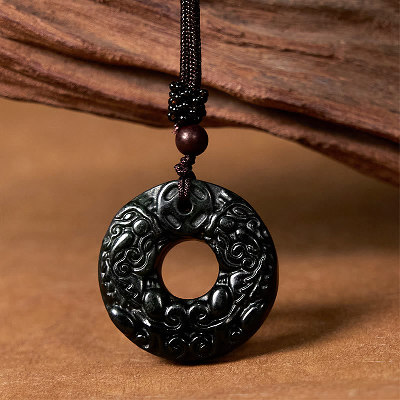 Nanyang Black-Green Jade Necklace for Protection & Calm