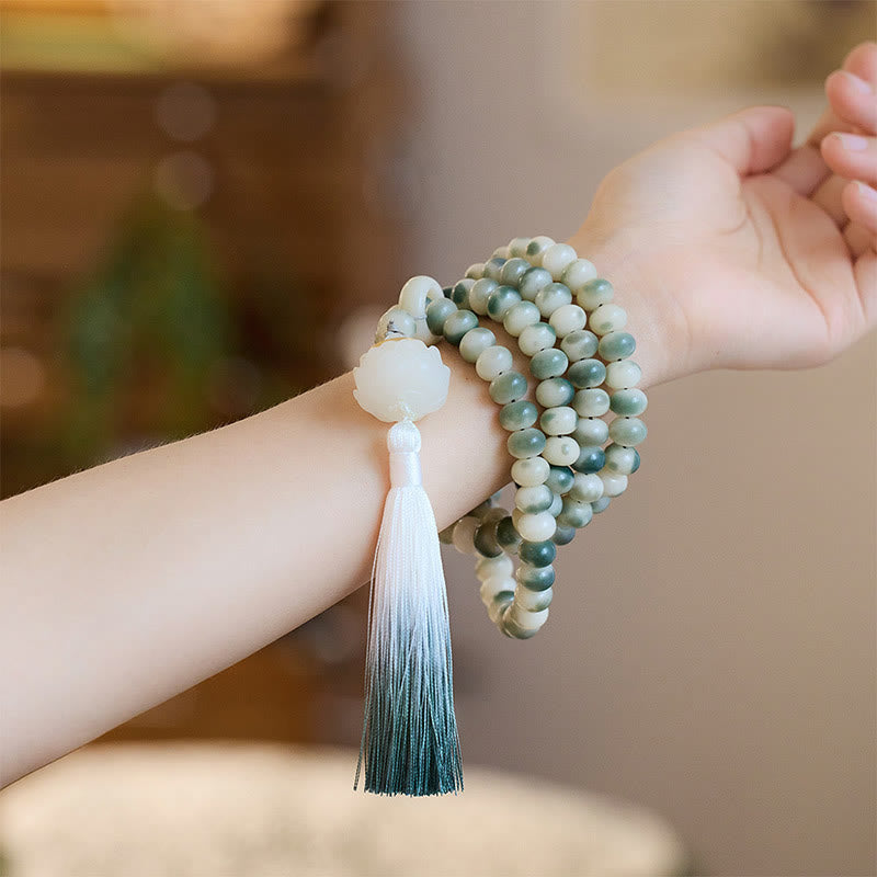 Natural 108 Bodhi Seed Mala Bracelet for Wisdom & Meditation